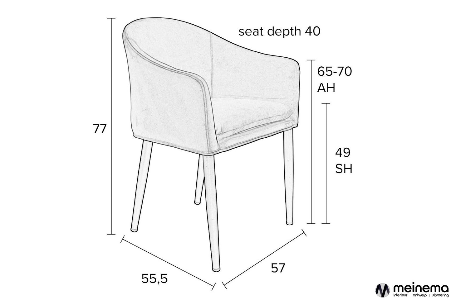 armchair afmetingen jamie