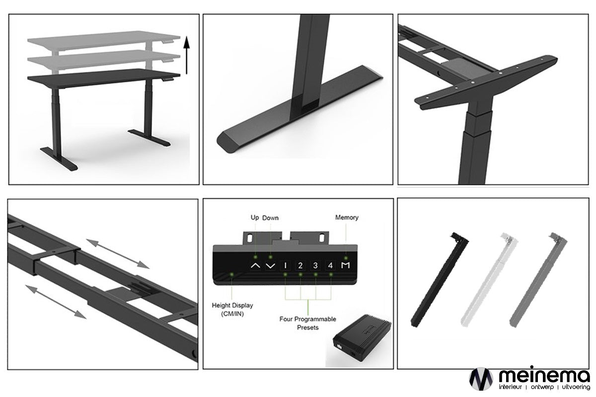 Sit-stand desk 64 - 130 cm electrically adjustable