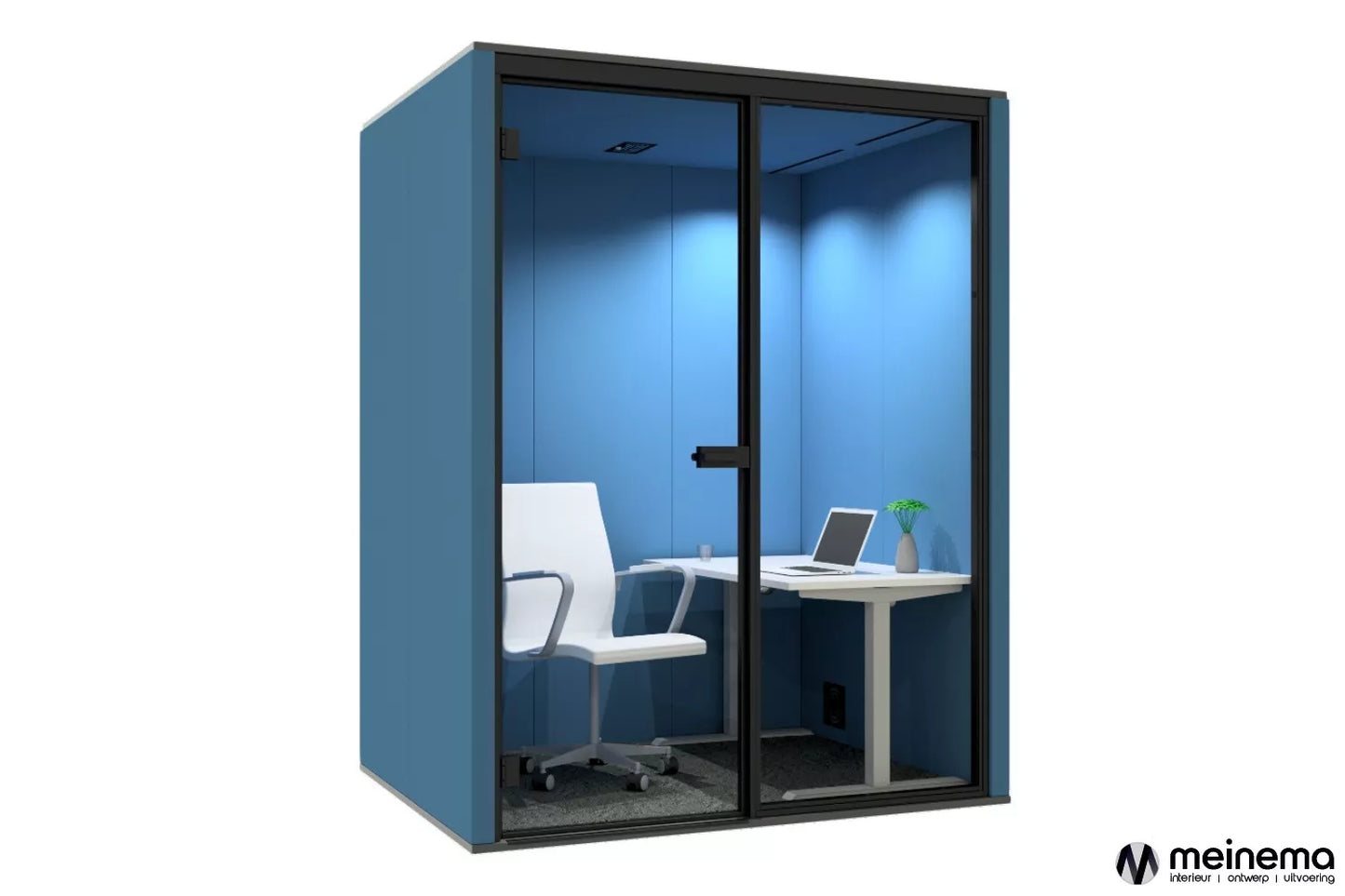 Moderne belcel met akoestisch materiaal voor stille telefoongesprekken en videomeetings
