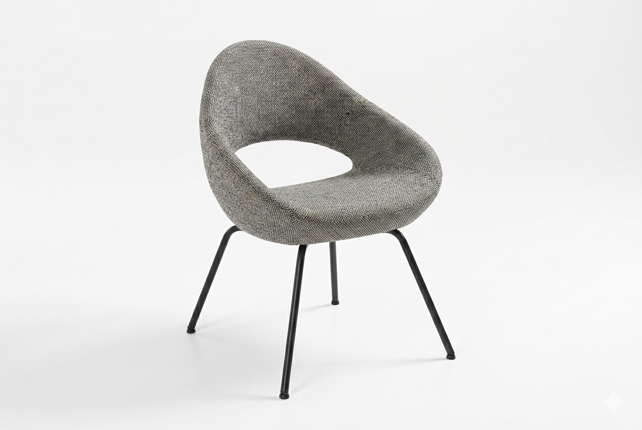 Artifort shark stoel met grijze stoffering en zwart onderstel