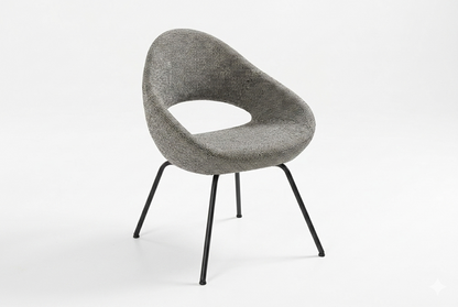 Artifort shark stoel met grijze stoffering en zwart onderstel