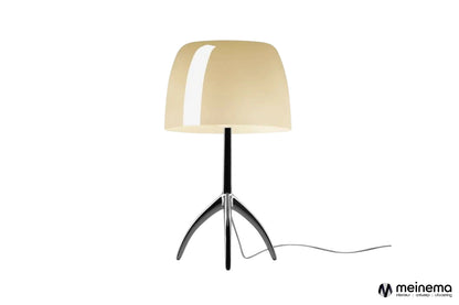 Foscarini Lumiere Grande lamp, mondgeblazen glazen kap en aluminium voet, stijlvol en functioneel.