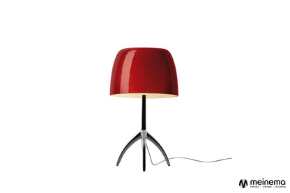 Foscarini Lumiere Piccola tafellamp met glazen kap en aluminium frame, stijlvolle designverlichting voor elk interieur.