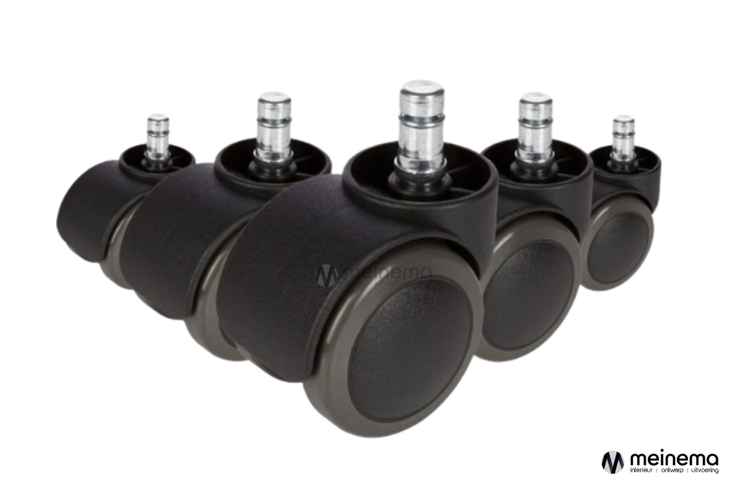 BMA Axia Office bureaustoel wielen 50mm met zacht loopvlak voor parket, laminaat en tegels, set van 5 stuks.