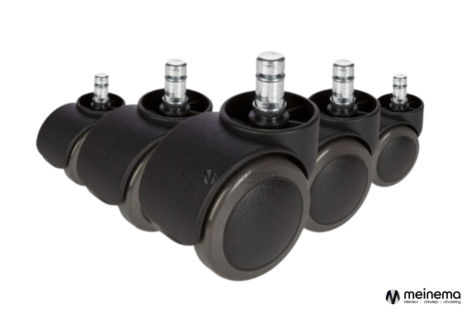 BMA Axia Office bureaustoel wielen 50mm met zacht loopvlak voor parket, laminaat en tegels, set van 5 stuks.