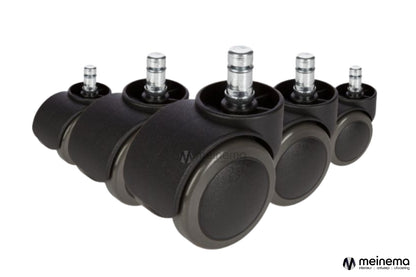 BMA Axia Office bureaustoel wielen 50mm met zacht loopvlak voor parket, laminaat en tegels, set van 5 stuks.
