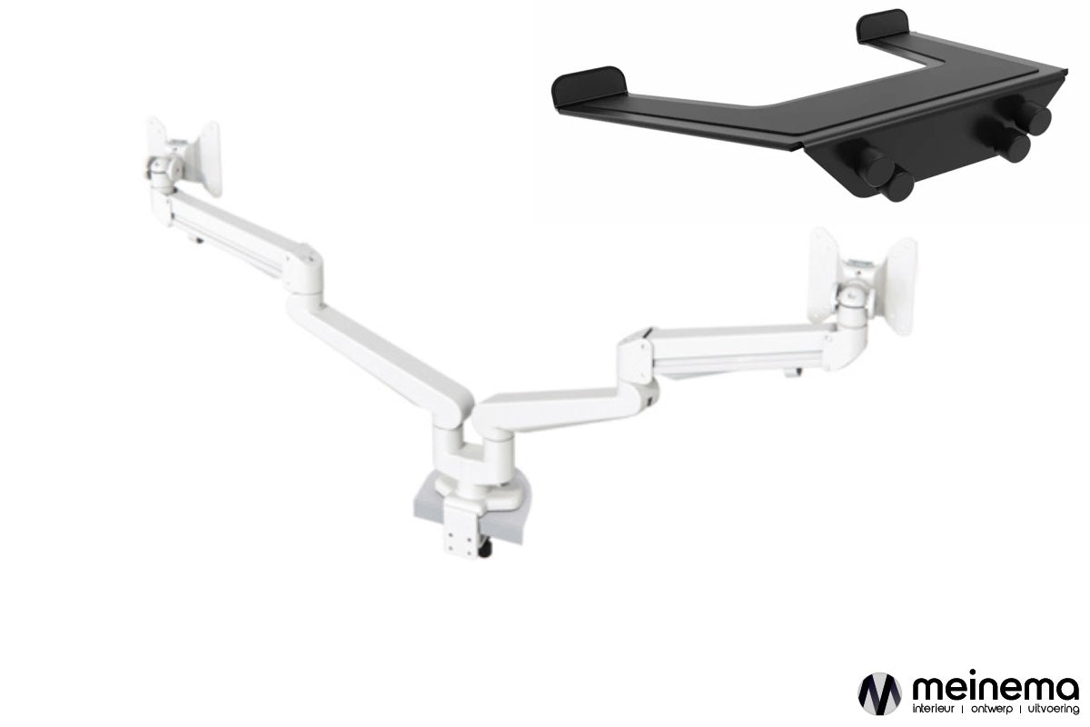 LC 52 monitorarm met dubbele schermbevestiging, gasveer en geïntegreerde kabelgoot