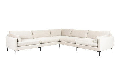 Zuiver Summer 7-zitsbank met slanke zwarte poten en zachte bekleding